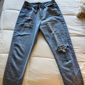 High Rise Boyfriend Distressed Jeans